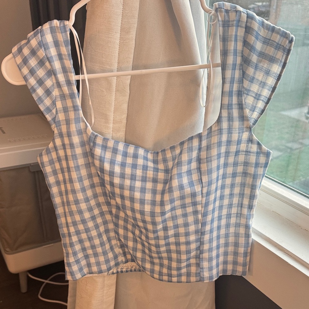 By Together Light Blue Gingham Crop Top